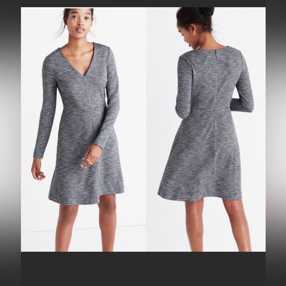 Madewell Bridgewalk Gray V-Neck Sweater Dress